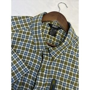 5.11 Tactical Series Green Check Long Sleeve Mens Extra Large Button Up‎ Shirt